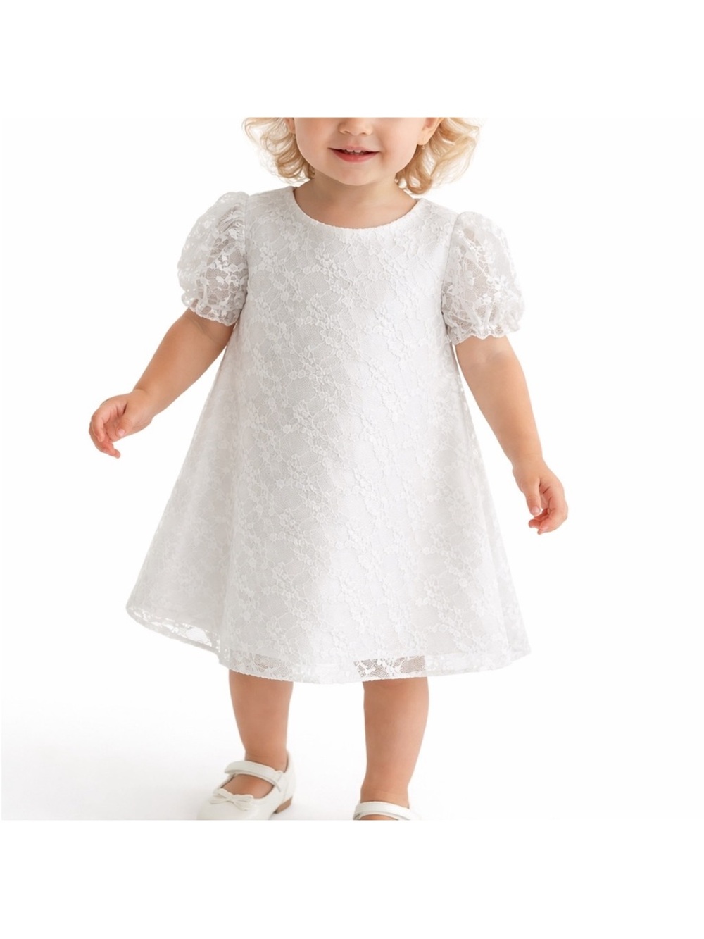 Toddler White Lace Puff Sleeve Dress NWOT